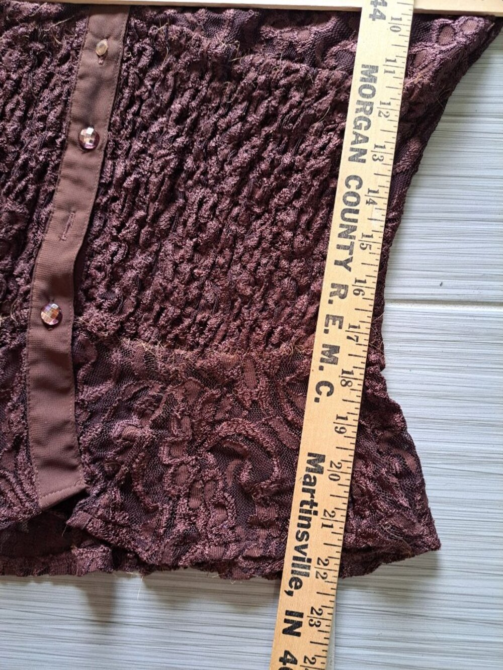 Y2K 90'S Renaissance Womens Brown Lace Blouse Top Ruffle V-neck Festival Gypsy M - Picture 7 of 7
